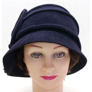Diva 100% Rabbit Hair Cloche Hat Navy BLUE 22.5"